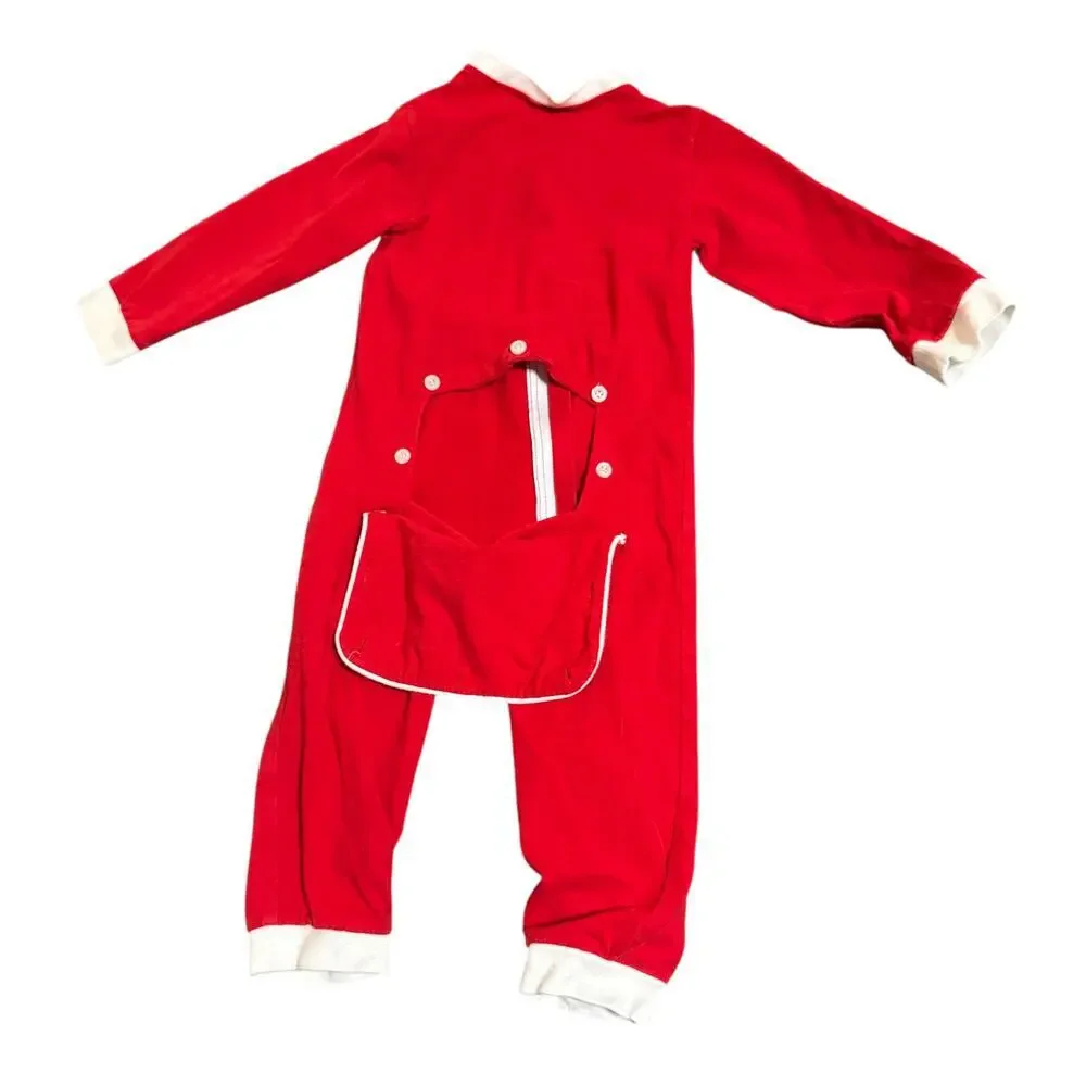C&L Boutique Buttflap Red Zip Sleeper Long Size 3T Toddler Red White Christmas‎